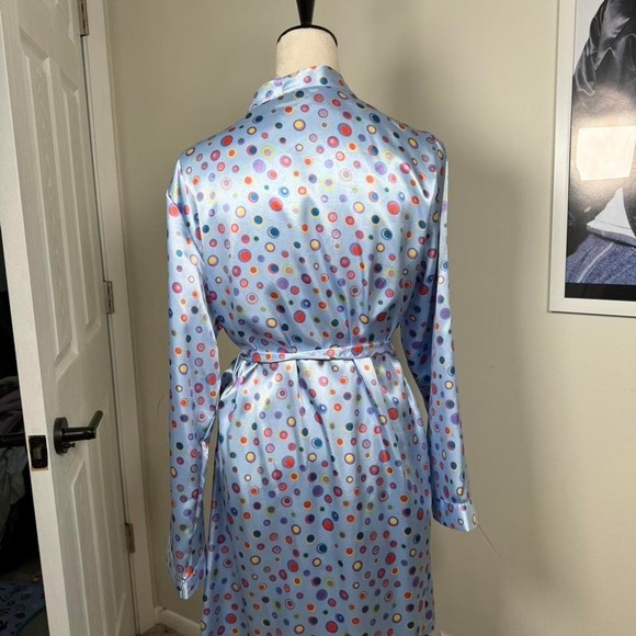 Vintage Blue multicolor polka dot robe with tie waist - Picture 2 of 5